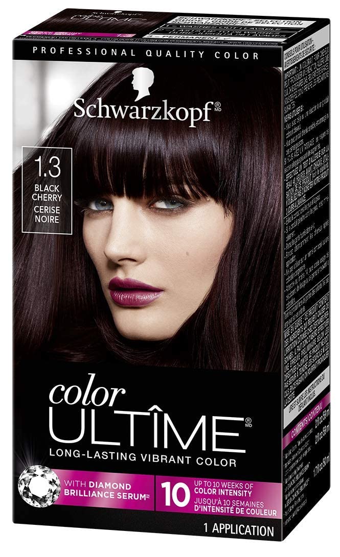 Schwarzkopf Color Ultime Hair Color, 1.3 Black Cherry, 1 Application - Permanent Black Hair Dye for Vivid Color Intensity and Fade-Resistant Shine up to 10 Weeks
