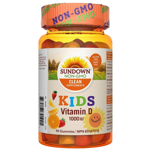 Sundown Kids Vitamin D Gummies 1000 IU of Vitamin D, Supports Bone & Teeth Health, Non-GMO, Gluten and Dairy Free, 90 Gummies