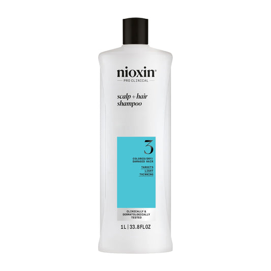 Nioxin System 3 Scalp + Hair Thickening Shampoo | For Colored, Dry, & Damaged Hair with Light Thinning | Maintain Vibrant Color | Strengthen & Nourish with Niacinamide & Biotin | 33.8 Fl Oz