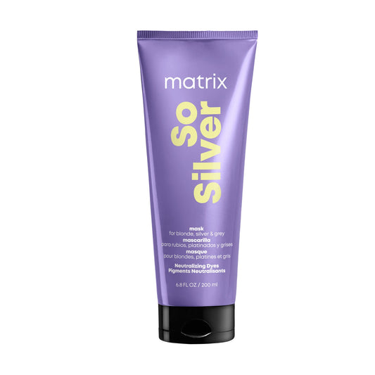Matrix So Silver Purple Hair Mask, Neutralizes Yellow Brassy Undertones, Tones Blonde and Grey Hair, Color Depositing Mask Color Treated Hair, Vegan