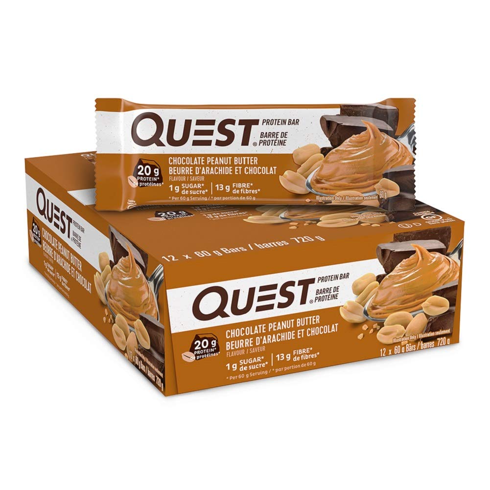 Quest Nutrition Chocolate Peanut Butter Protein Bar, High Protein, Low Carb, Keto Friendly, 12 Count