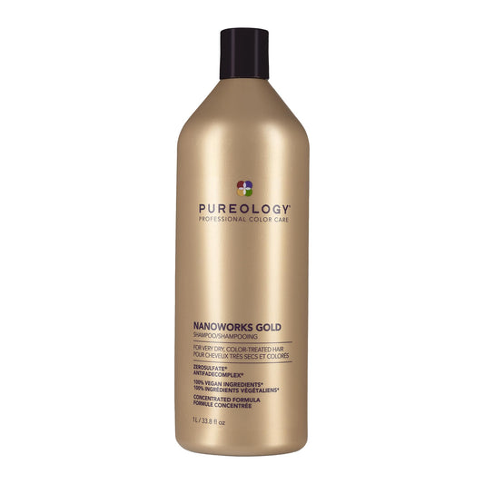 Pureology Nanoworks Gold Shampoo, Hydrating Shampoo For Dry Hair That Needs to be Restored, For All Hair Types including Curly, Coily, and Wavy. Shampoo and Conditioner Set, Vegan, Sulfate-Free