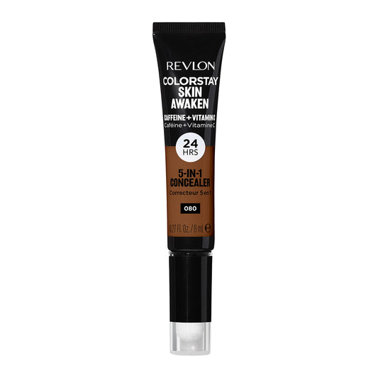 Revlon ColorStay Skin Awaken 5-in-1 Concealer, Lightweight, Creamy Longlasting Face Makeup with Caffeine & Vitamin C, For Imperfections, Dark Circles & Redness, 080 Coffee, 0.27 fl oz/ 8ml