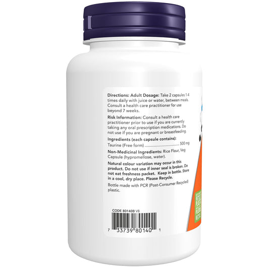 NOW - Taurine 500mg 100 Capsules
