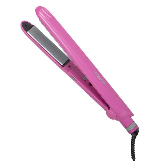Conair CS89PKC 1'' Tourmaline Ceramic Dual Voltage Pink Hair Straightener, High heat up to 410F Flat Iron, All Hair Types, 30 Second Heat-up, 30 Heat Settings, Dual Voltage, Pink