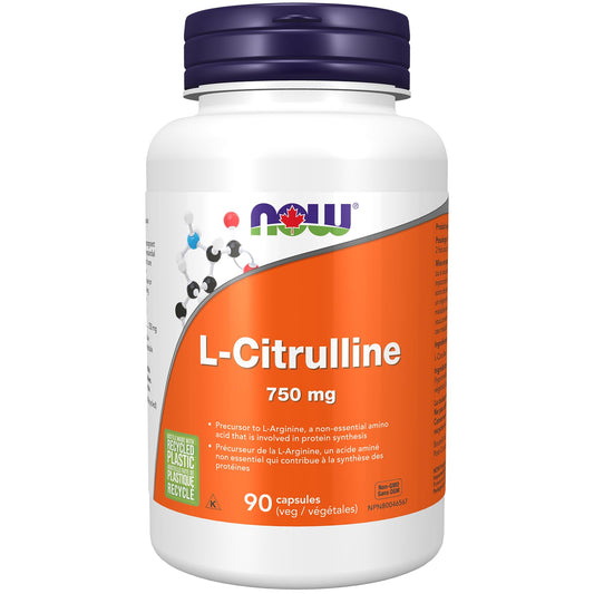 NOW Supplements, L-Citrulline 750 mg, Supports Protein Metabolism, Amino Acid, 90 Veg Capsules