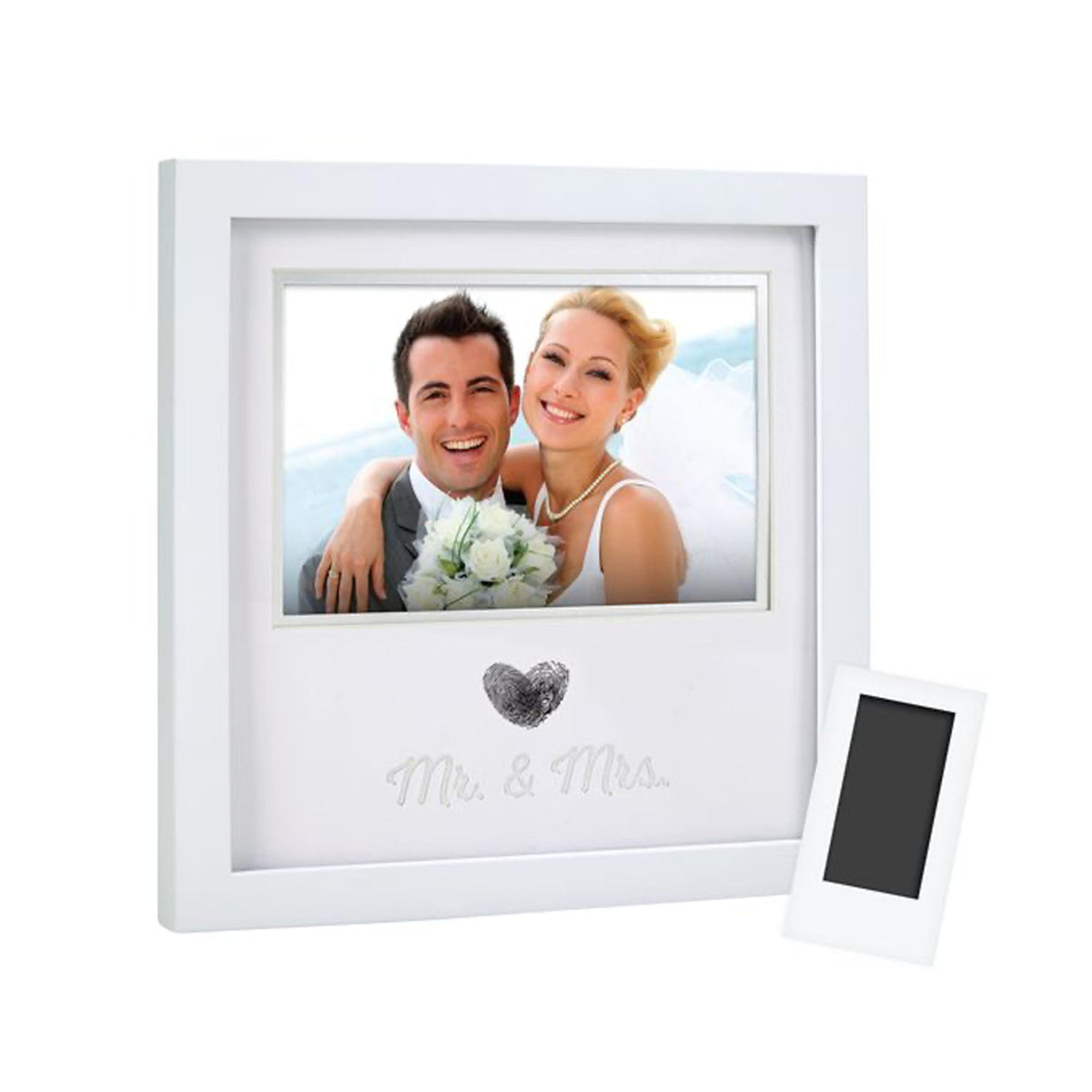 Pearhead Heart Thumbprint Keepsake Photo Frame and Ink Kit, Wedding Registry, Wedding Gift, White 8x8x0.63 Inch (Pack of 1)