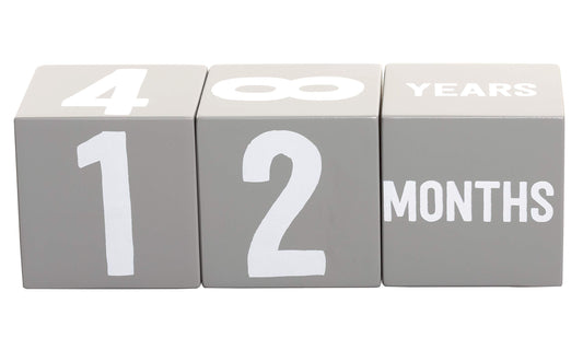 Kate & Milo Baby Age Blocks, Monthly or Yearly Milestone Markers, Baby Age Milestone Keepsakes and Photo Props, Gray