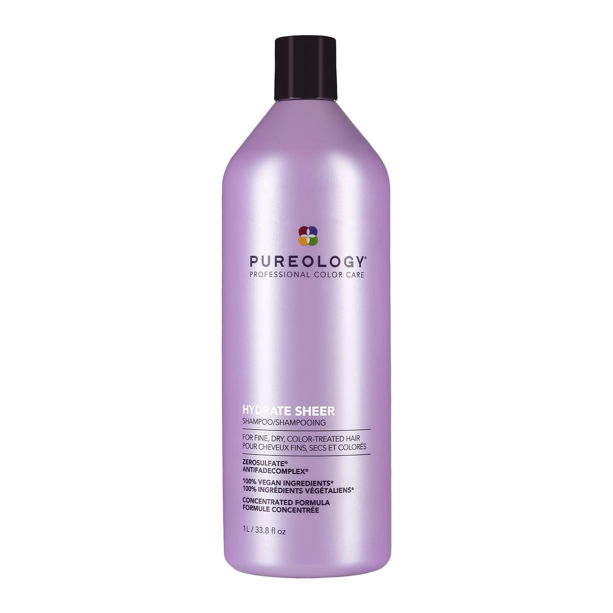 Pureology Hydrate Sheer Shampoo, Lightweight Color-Safe Hydration for Fine Dry Hair, Jojoba & Green Tea, Vegan, Sulfate-Free
