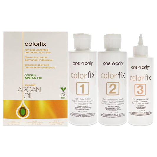 ONE 'N ONLY Argan Colorfix Color Remover 4oz Color Reducer, 4oz Conditioning Catalyst, 4oz Processing Lotion Unisex 3 Pc