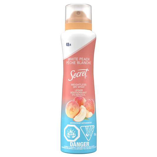 Secret Dry Spray Antiperspirant and Deodorant for Women, White Peach and Argan Oil, 116 g