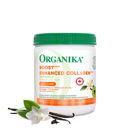 Organika Canadian-Made Enhanced Collagen Boost with MCT Oil Powder and Vanilla - 150g