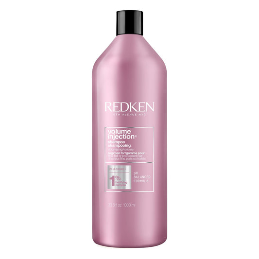 Redken Hair Shampoo, Volume Injection Shampoo, Hair Volumizer For Fine Hair, Volumizing Shampoo Adds Lift & Body, With Filoxane, Paraben Free, 1000 ML