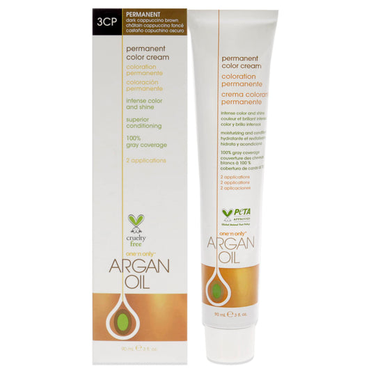 One n Only Argan Oil Permanent Color Cream - 3CP Dark Cappuccino Brown Hair Color Unisex 3 oz
