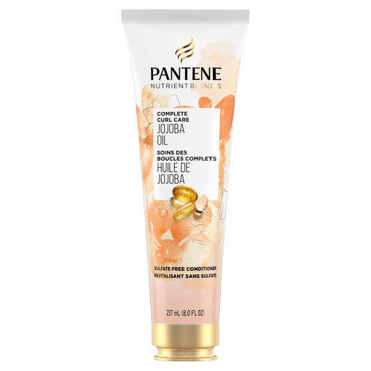 Pantene Sulfate Free Curly Hair Conditioner, Anti Frizz, Adds Shine and Definition to Curls with Jojoba Oil, Safe for Color Treated Hair, Nutrient Blends, 237 mL