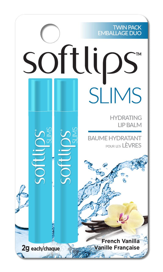 Softlips SLIMS French Vanilla Twin Pack Lip Balm with Vitamin E - Long Lasting, Moisturizing and Nourishing Lip Care for Smooth and Supple Lips - Perfect for Everyday Use and Gift Giving