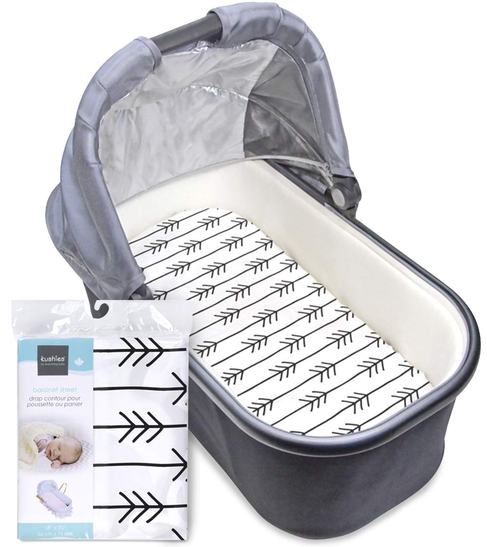 Kushies Baby Bassinet/Carriage Pad Fitted Sheet Flannel, One Direction Black & White, S335-619