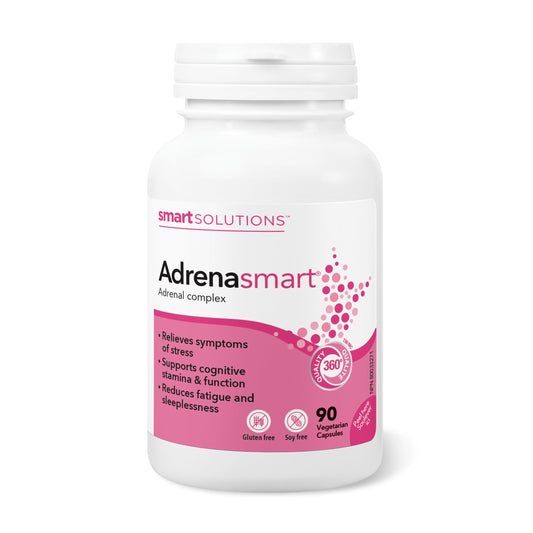 Smart Solutions Adrenasmart Vegetarian Capsules, Relieves Symptoms of Stress, Supports Cognitive Stamina and Function, and Reduces Fatigue. With 100 mg Rhodiola, Gluten-Free, Soy-Free, No Artificial Preservatives or Sweeteners, 90 Count