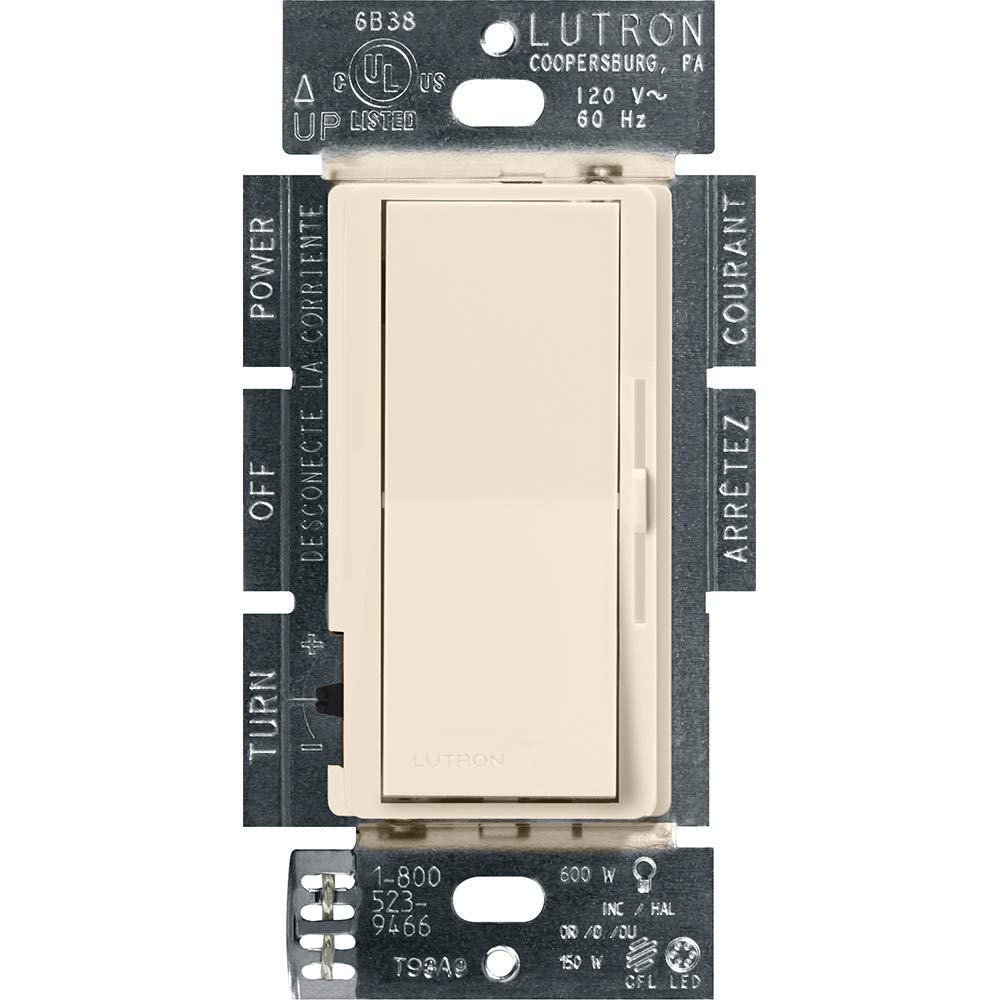 Lutron Diva LED+ Dimmer for Dimmable LED, Halogen and Incandescent Bulbs | Single-Pole or 3-Way | DVCL-153P-LA | Light Almond