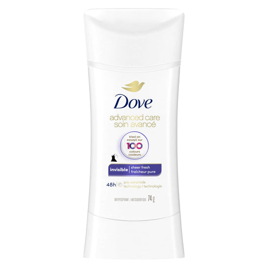 Dove Advanced Care Invisible Sheer Fresh Scent Antiperspirant Deodorant for Women with Pro-Ceramide Technology for Soft, Resilient Skin 74g