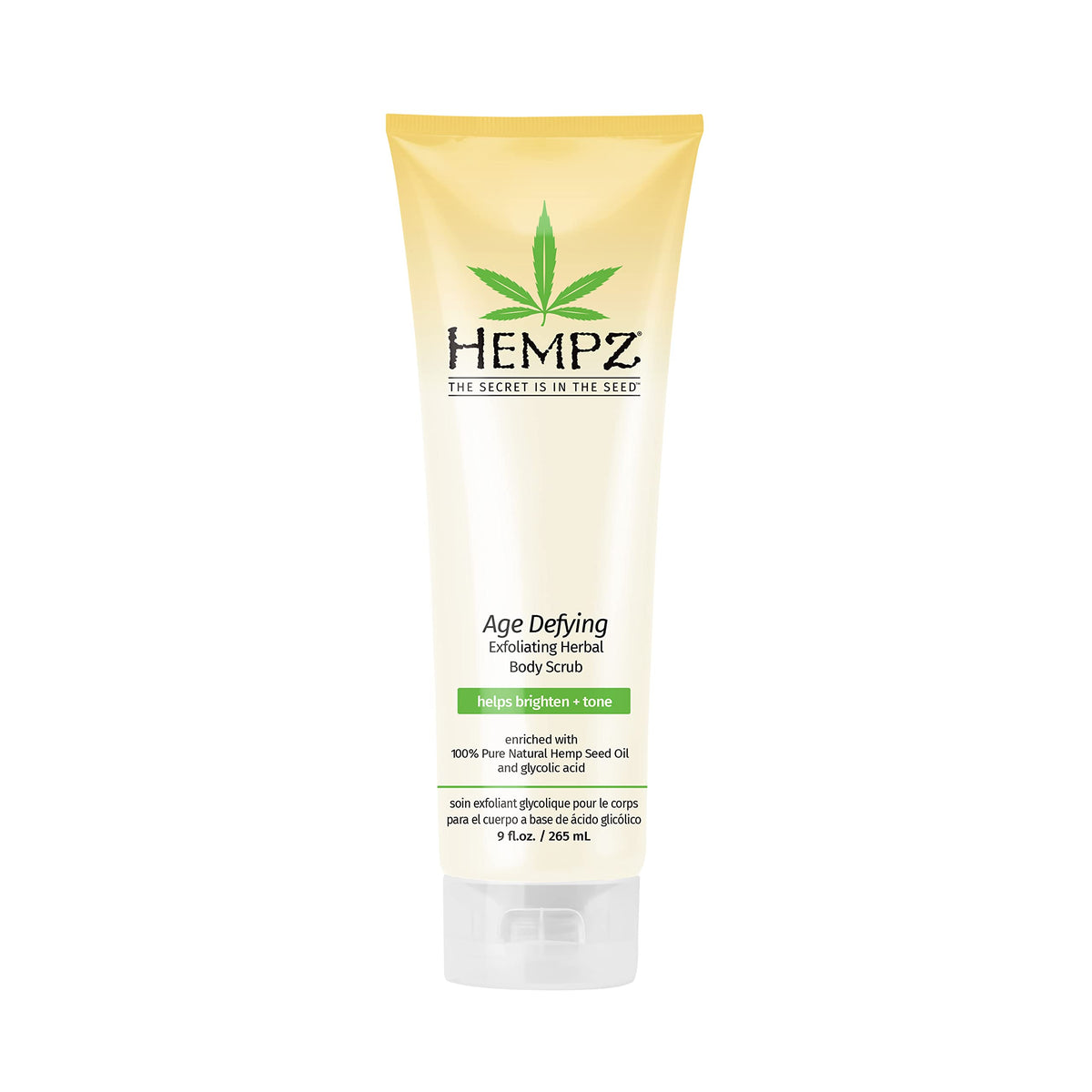 HEMPZ Age Defying Herbal Body Scrub, Off White, Vanilla/musk, 9 Fl Oz