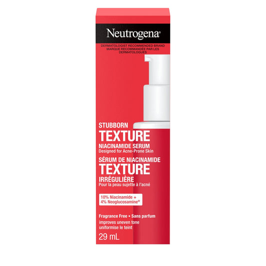 Neutrogena Stubborn Texture Niacinamide Serum, Paraben Free, Improve Uneven Skin, Facial Exfoliator, Fragrance-Free, 29-mL
