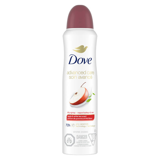 Dove Advanced Care Antiperspirant Dry Spray, for 72H Sweat & Odour Protection, Apple & White Tea Scent, 107 g