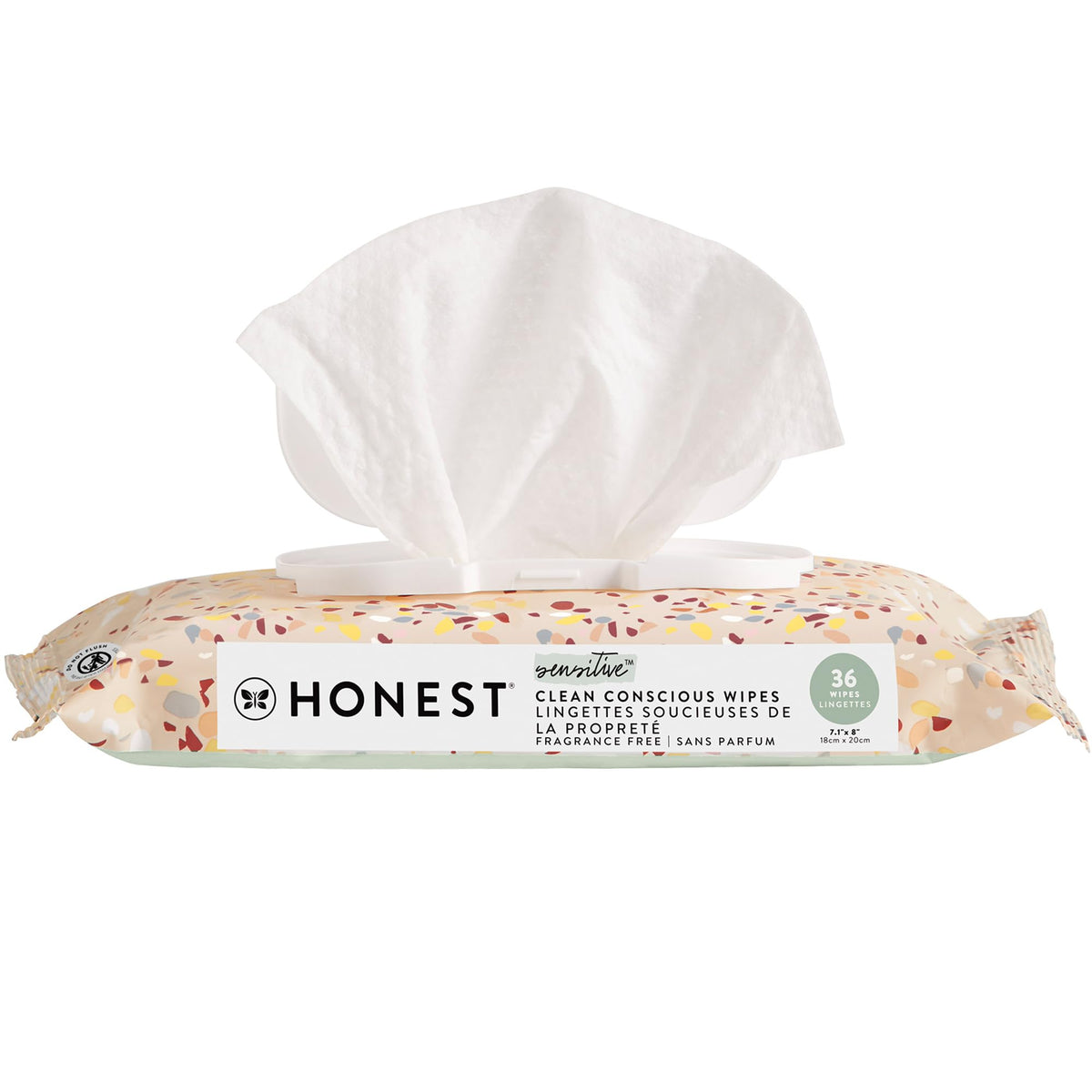 The Honest Company Clean Conscious Unscented Wipes | Over 99% Water, Compostable, Plant-Based, Baby Wipes | Hypoallergenic for Sensitive Skin, EWG Verified | Terrazzo, 36 Count