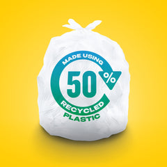 Glad White Garbage Bags - Small 25 Litres - Made using 50% Recycled Plastic, 44 Trash Bags