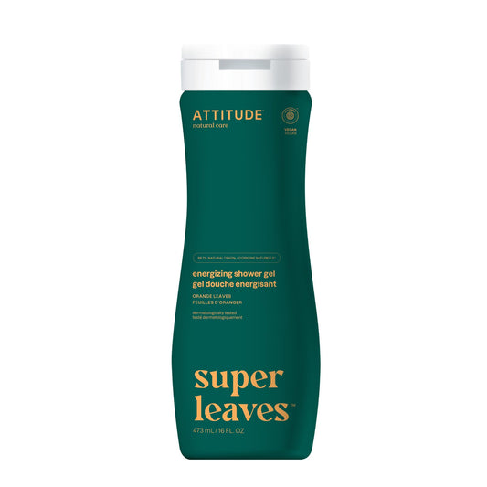 ATTITUDE Body Wash, Made in Canada, EWG Verified Shower Gel, Dermatologically Tested, Plant and Mineral-Based, Vegan Personal Care Products, Orange Leaves, 473 mL