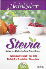 Herbal Select Stevia Packets, Nature's Sweetener Whole Leaf Extract, 100 Count (Pack of 1)