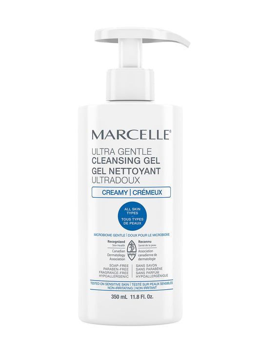Marcelle Ultra-Gentle Cleansing Gel, Creamy, All Skin Types, Facial Cleanser, Hypoallergenic, Soap-Free, Paraben-Free, Fragrance-Free, Tested On Sensitive Skin, Cruelty-Free, 350 mL