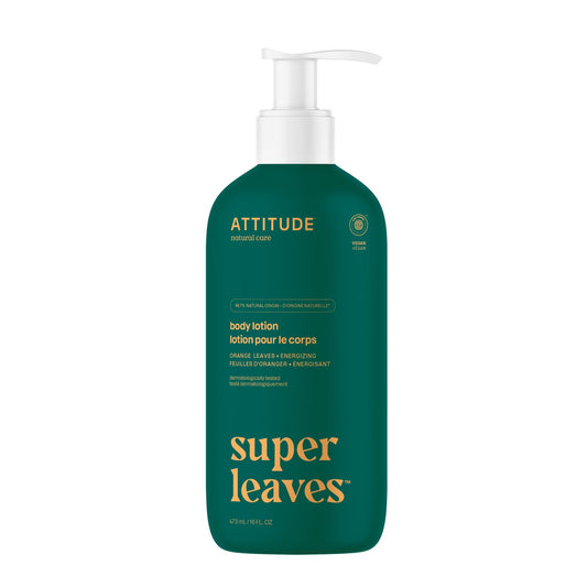 ATTITUDE Body Lotion, Made in Canada, EWG Verified Moisturizer, Vegan Skin Care Products, Non-Greasy, Hydrating for Dry Skin, Cruelty Free, Orange Leaves, 473 mL