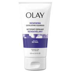 Olay Renewing Retinol Face Cleanser, Exfoliating Face Wash with Retinoid Complex Deep Cleans and Renews Skin Surface, Fragrance Free, 150 mL