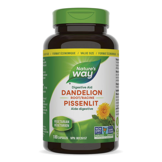 Nature's Way Dandelion Root - Digestion Supplement – Diuretic Laxative - Non-GMO Verified - 180 Vegetarian Capsules, Value Size