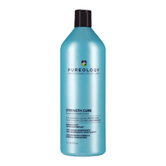 Pureology Strength Cure Shampoo, Strengthening Shampoo for Damaged and Color Treated Hair, Hair Care For All Hair Types Including Curly Hair, Renew Strength And Softness, Sulfate Free, Vegan, 1L