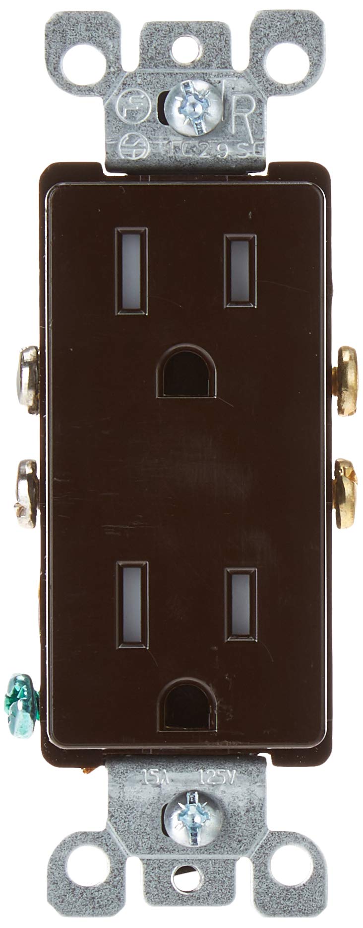 Leviton Decora 15 Amp Tamper-Resistant Duplex Wall Receptacle, T5325-000, Brown