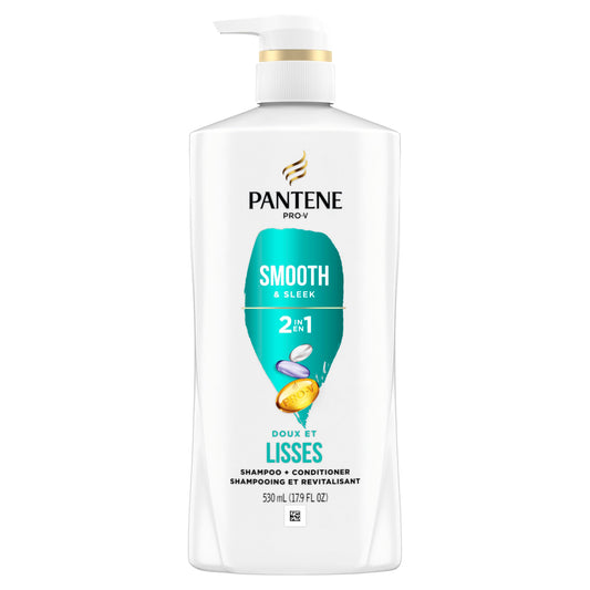 Pantene Smooth & Sleek 2-in-1 Shampoo & Contitioner, 530 mL