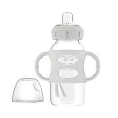 Dr. Brown's Milestones Wide-Neck Sippy Bottle with Silicone Handles Grey 9 oz