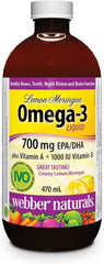 Webber Naturals Omega-3 Liquid with Vitamin A and D3, Lemon Meringue Flavour, Supports Cardiovascular Health and Brain Function