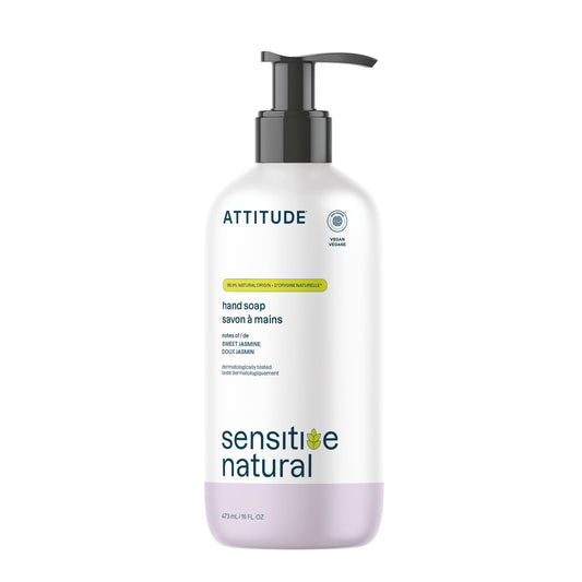 ATTITUDE Hand Soap for Sensitive Skin with Oat, Made in Canada, EWG Verified, Dermatologically Tested, Vegan, Sweet Jasmine Scent, 473 mL