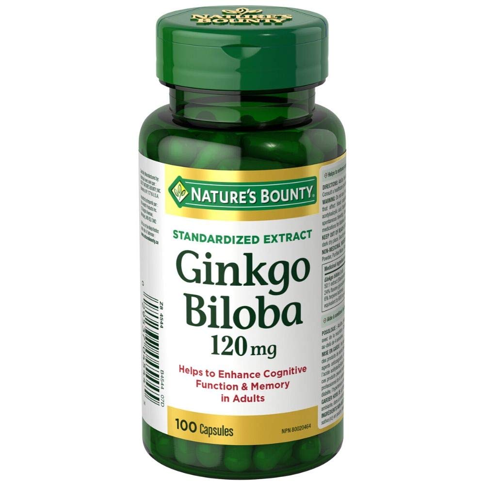 NATURE'S BOUNTY Ginkgo Biloba, Helps Enhance Cognitive Function And Memory In Adults, Helps to Support Peripheral Circulation, Capsules, 43.6 g