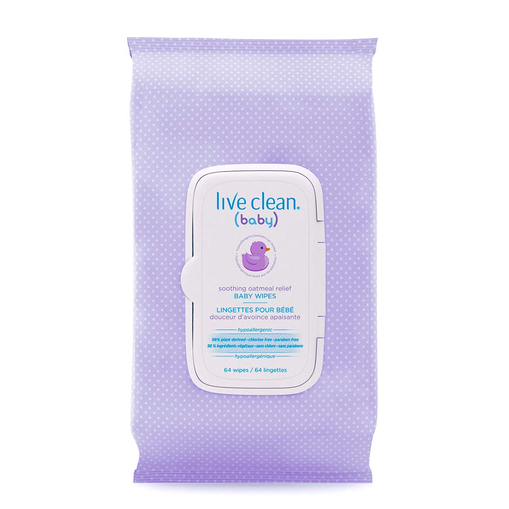 Live Clean Baby Wipes, Soothing Oatmeal Relief, 64 Wipes