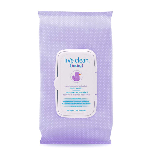 Live Clean Baby Wipes, Soothing Oatmeal Relief, 64 Wipes