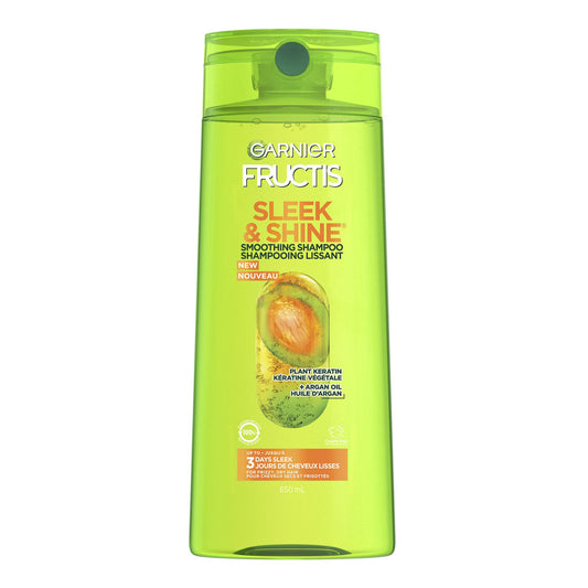 Garnier Fructis Sleek & Shine Smoothing Shampoo, For Frizzy and Dry Hair, with Argan Oil, 650 mL