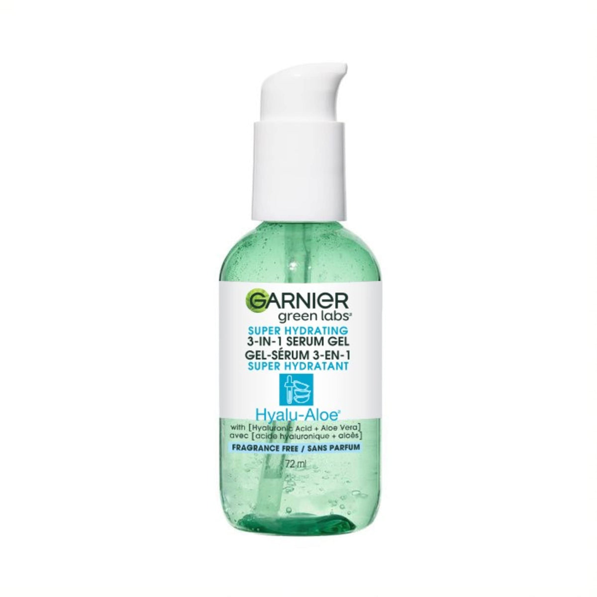 Garnier Green Labs Hyalu-Aloe Super Hydrating 3-In-1 Serum Gel, With Hyaluronic Acid + Aloe Vera, Moisturizes and Hydrates Skin, Fragrance-Free, For All Skin Types Including Sensitive Skin, 72 ml