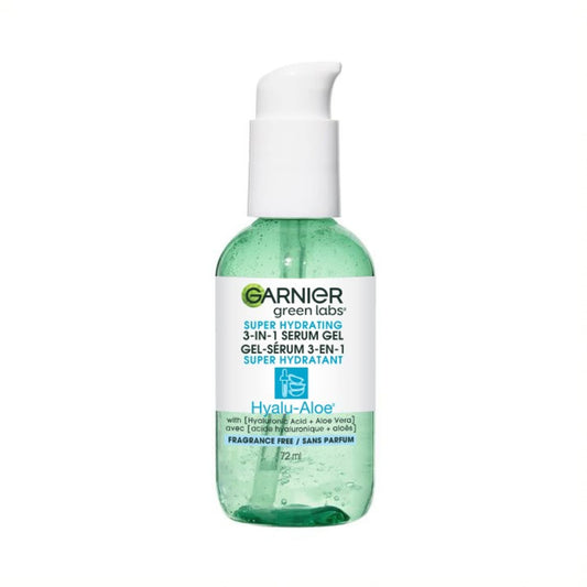 Garnier Green Labs Hyalu-Aloe Super Hydrating 3-In-1 Serum Gel, With Hyaluronic Acid + Aloe Vera, Moisturizes and Hydrates Skin, Fragrance-Free, For All Skin Types Including Sensitive Skin, 72 ml