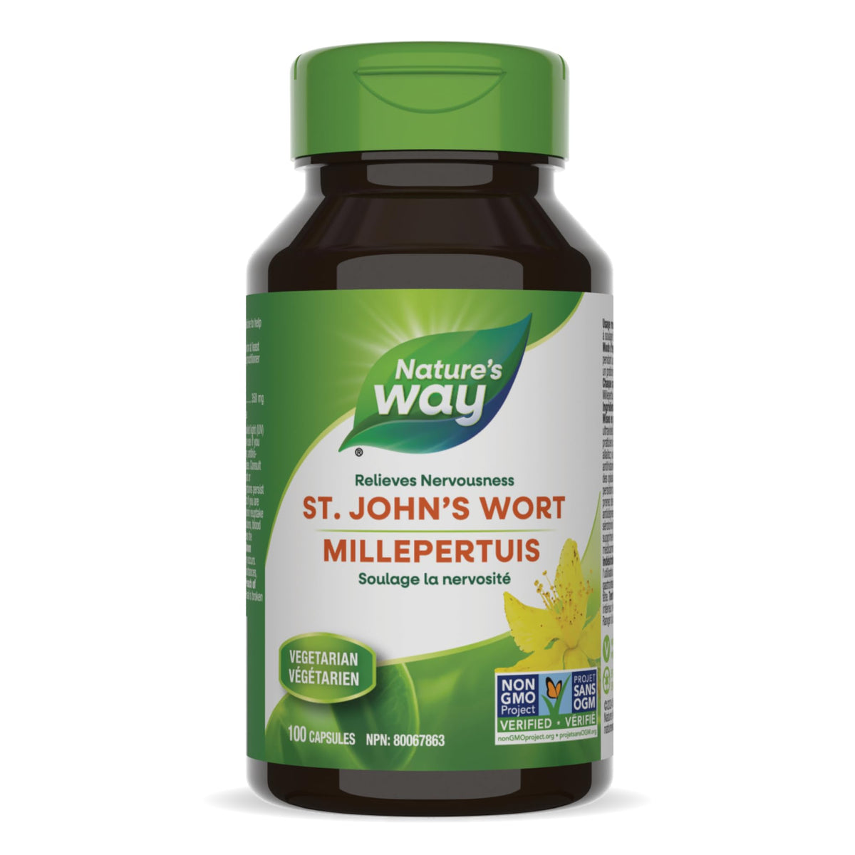 Nature's Way St. John's Wort Capsules - Herbal Calmative for Restlessness & Nervousness Relief - Non-GMO, 100 Vegetarian Capsules