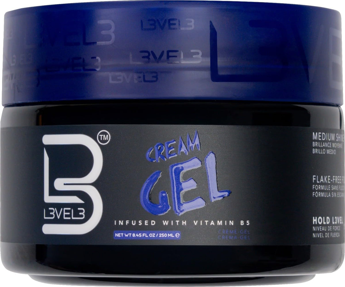 L3VEL3 Cream Hair Gel - Delivers Medium Hold and Volume - Provides Long Lasting Shine - Flake Free Formula - Enriched with Vitamin B - Adds a Refreshing Fragrance - Rinses out Easily - 250 ml