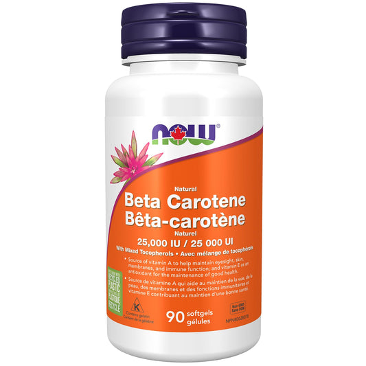 NOW Supplements, Natural Beta Carotene 25,000 IU, 90 Softgels